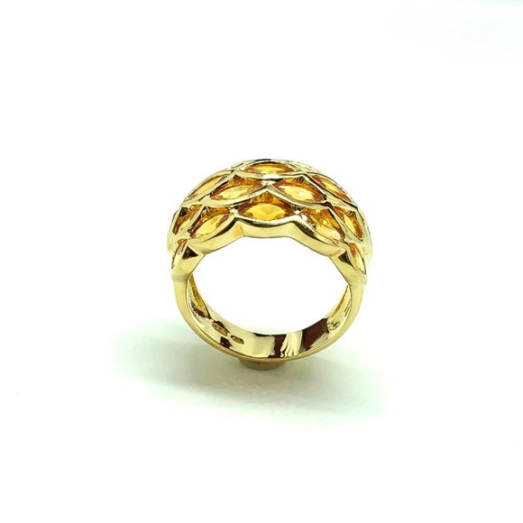 Sunny Day! Gold Sterling Silver Citrine Gemstone Wide Band Ring | Womens Jewelry - Picture 3 of 5